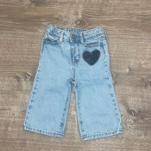 Gap Wide legged Jeans with Denim Hearts 12-18 Months
